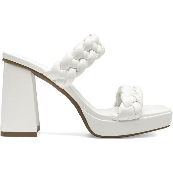 DREAM PAIRS Braided Two Straps Chunky High Heel Sandals Platform Open Square Toe - Picture 2 of 6